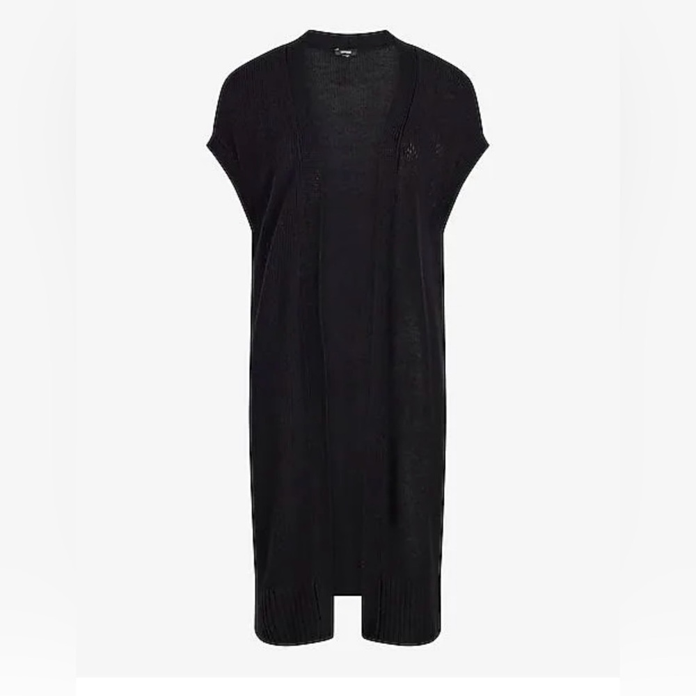 Linen-Blend Sleeveless Duster Cardigan